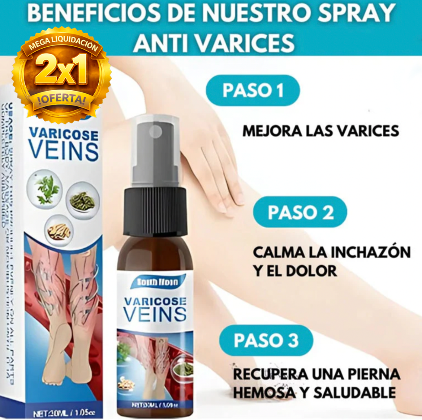 (SUPER 2X1) Spray Anti-Varices 100% Natural